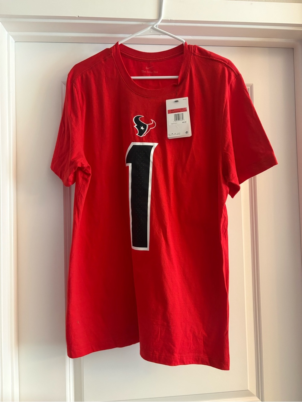 Nike Red Short Sleeve Tee Houston Texans- Diggs- Number 1 Grapic